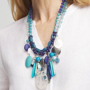 NWT CHICO'S Mother-of-Pearl Howlite Bib Necklace.